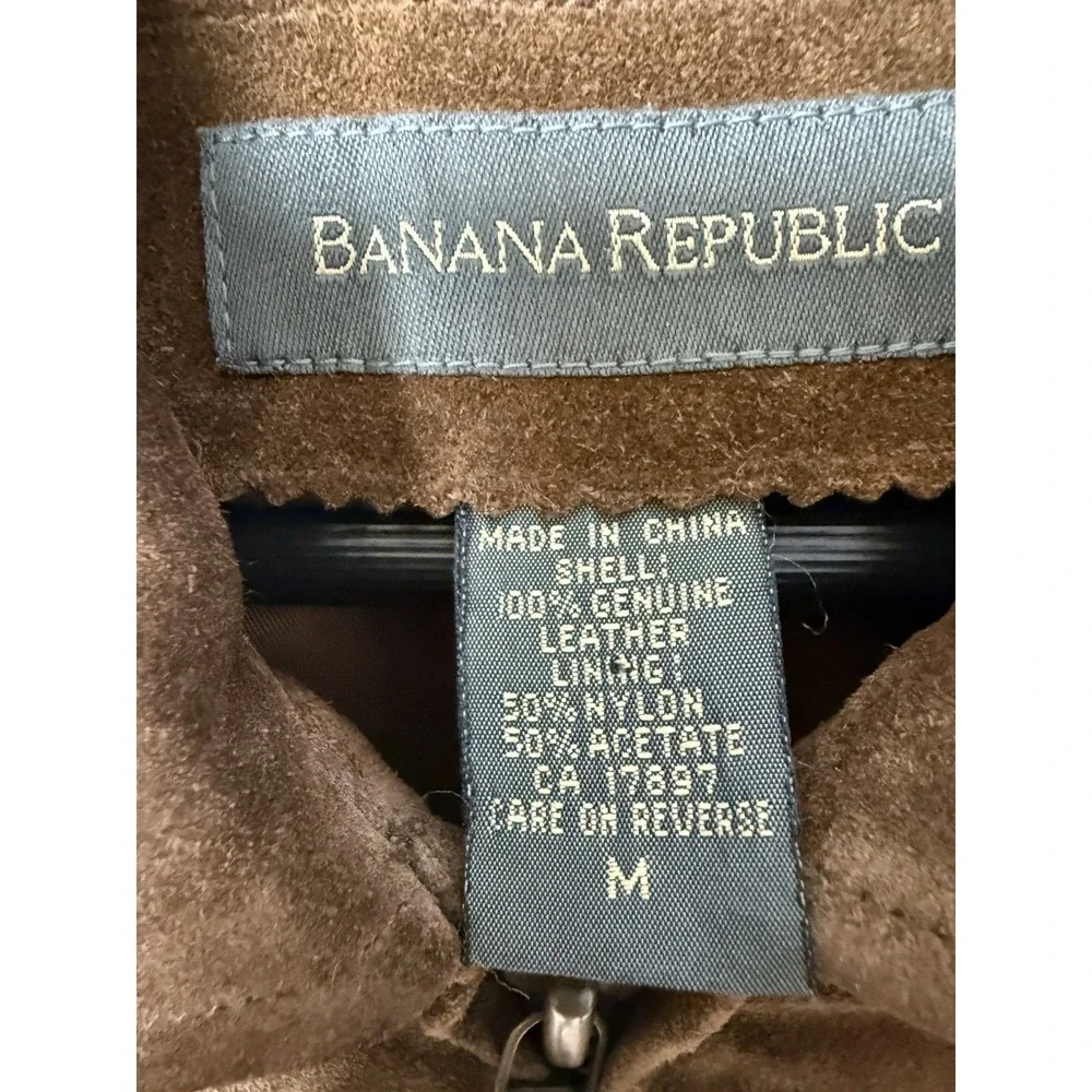 Vintage Banana Republic Suede Leather Jacket Men's M  Full Zip Adjustable Waist